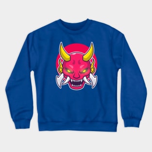 Oni Mask Demon Cartoon Crewneck Sweatshirt